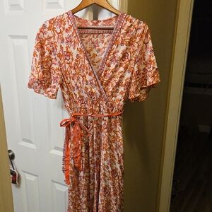 SHEIN Vibrant Floral Wrap Maxi Dress